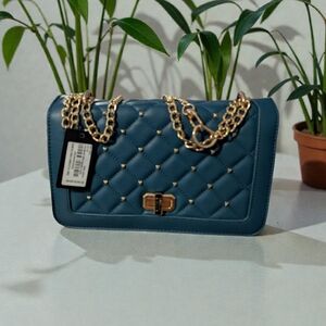 Badgley Mischka Crossbody With Square Studs Dark Green (NWT)